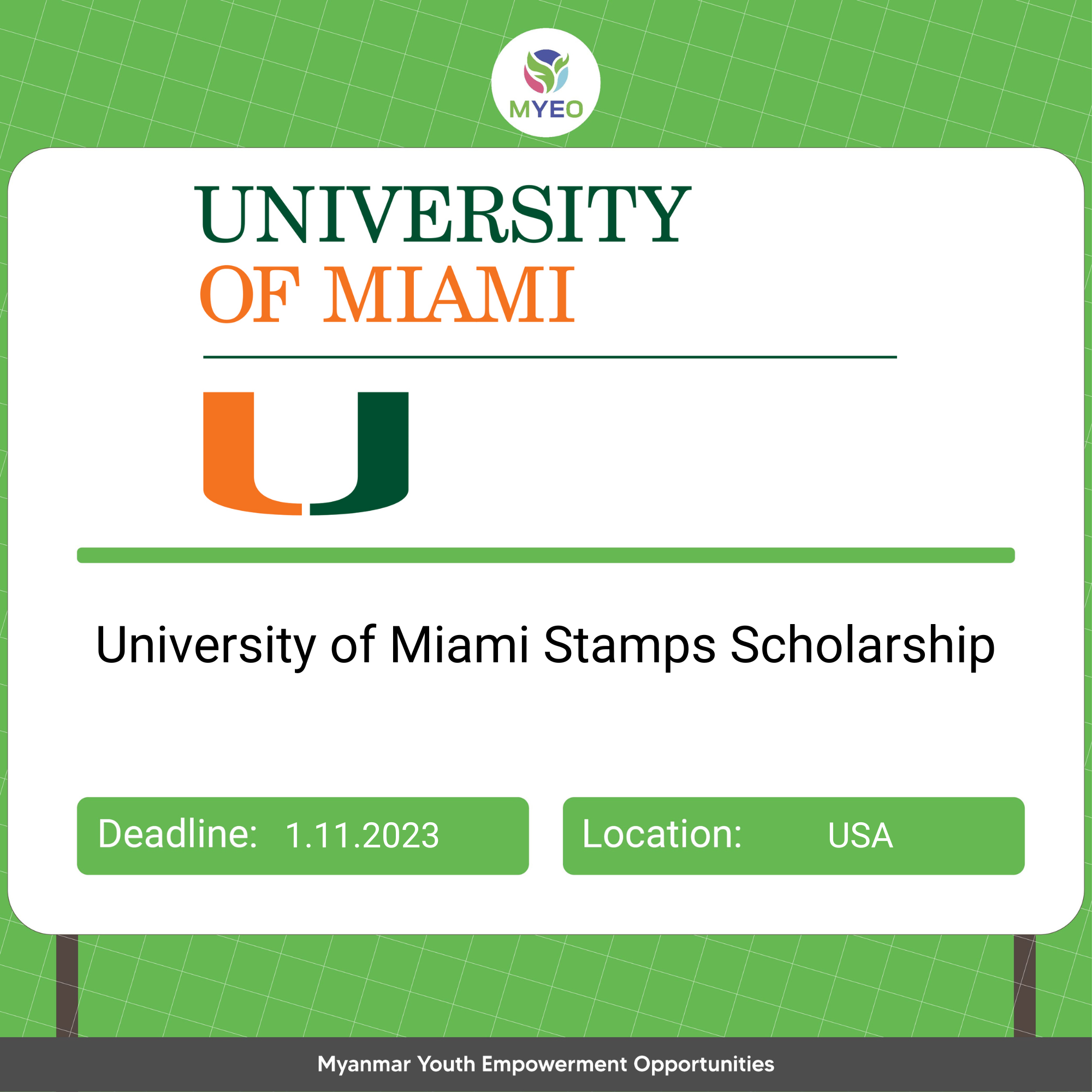 university of miami stamps scholarship