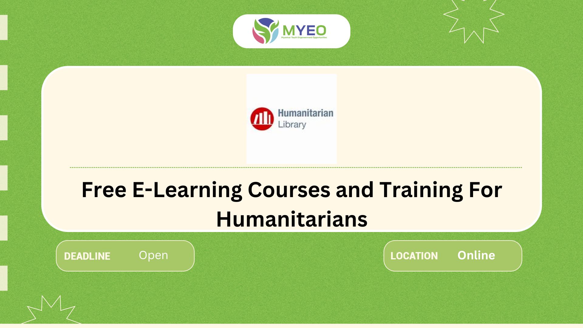 Free E-Learning Courses and Training For Humanitarians - MYEO, Myanmar ...