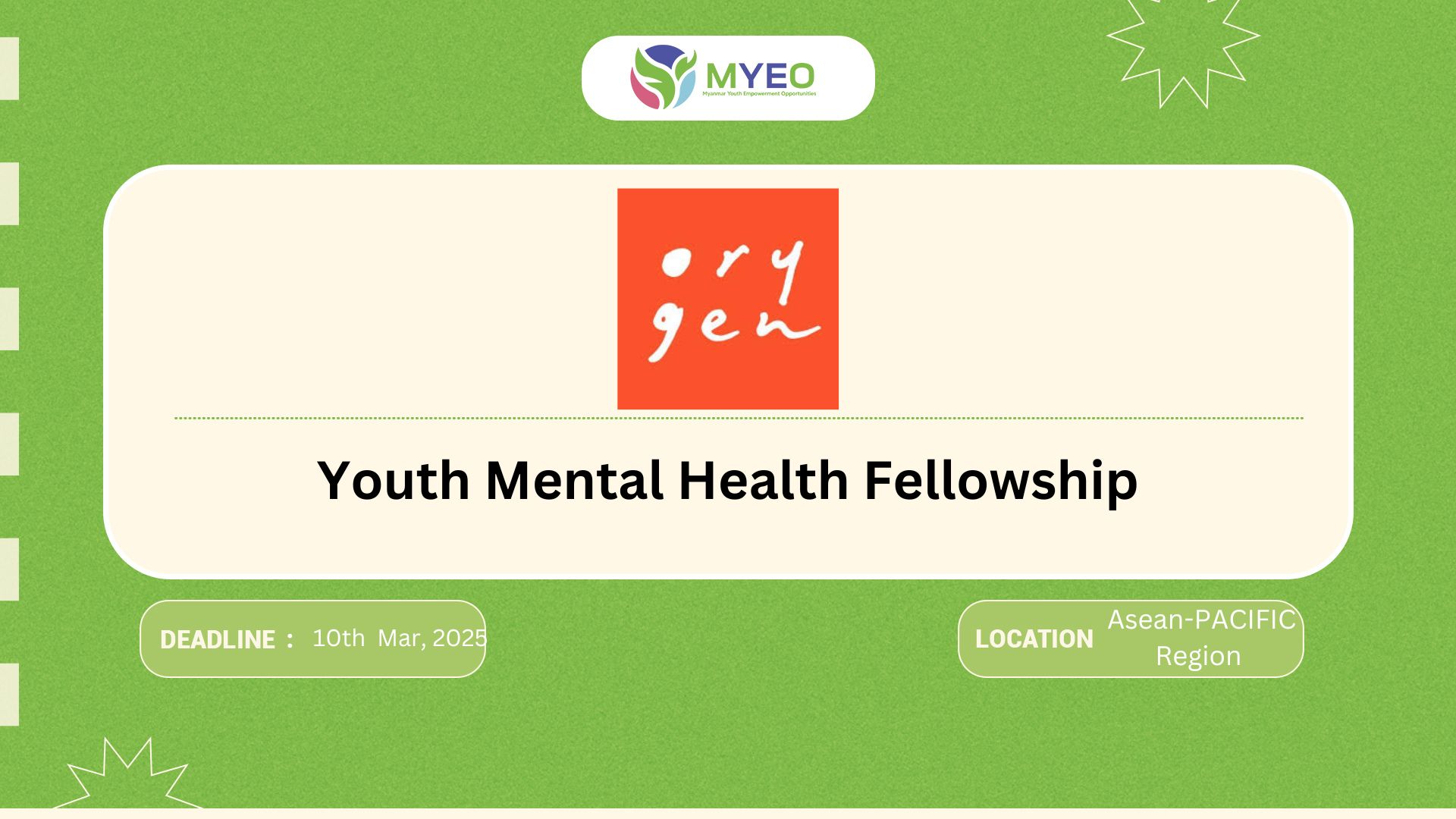 Youth Mental Health Fellowship - MYEO, Myanmar Youth Empowerment ...
