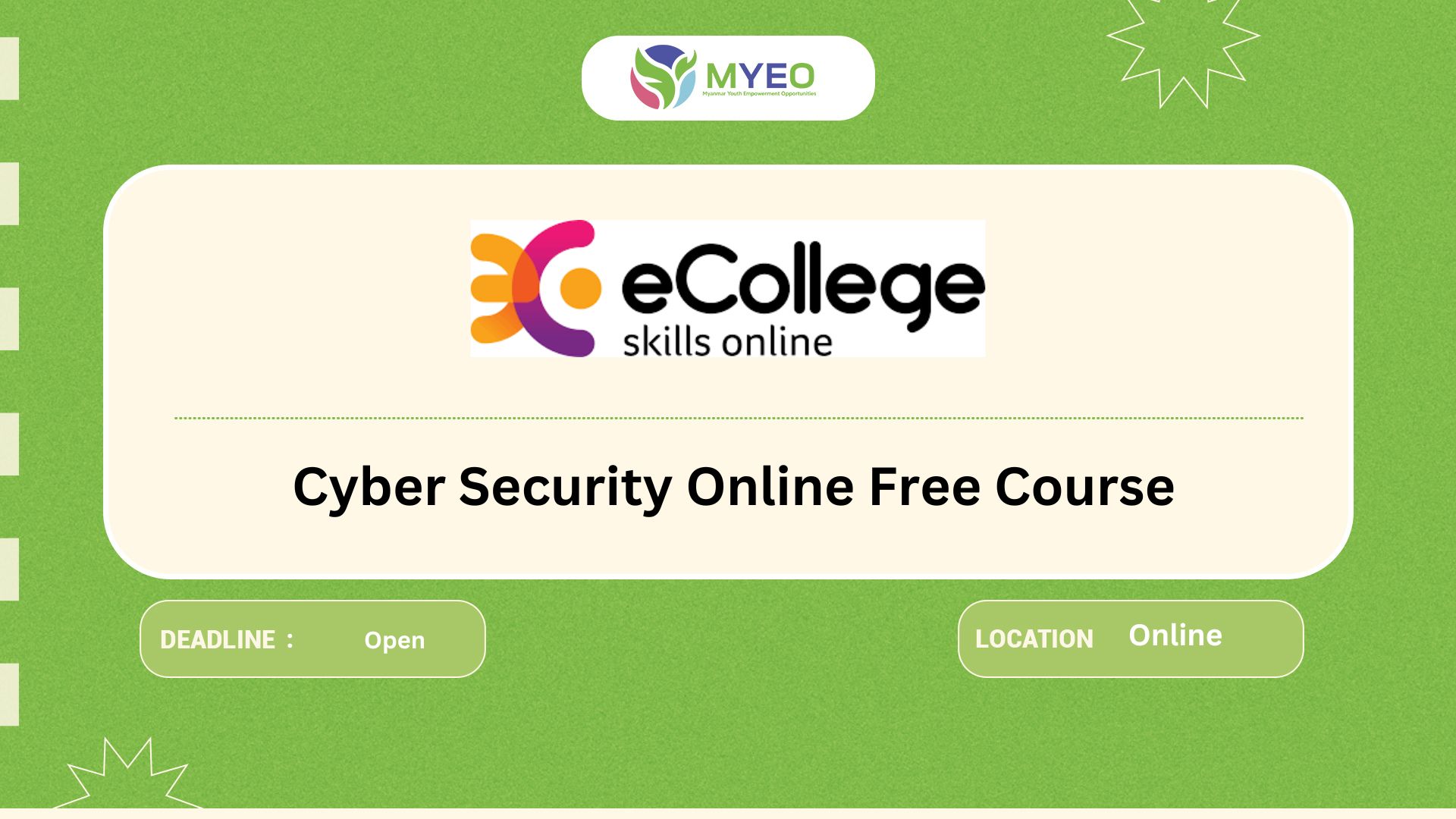 Cyber Security Online Free Course - MYEO, Myanmar Youth Empowerment ...