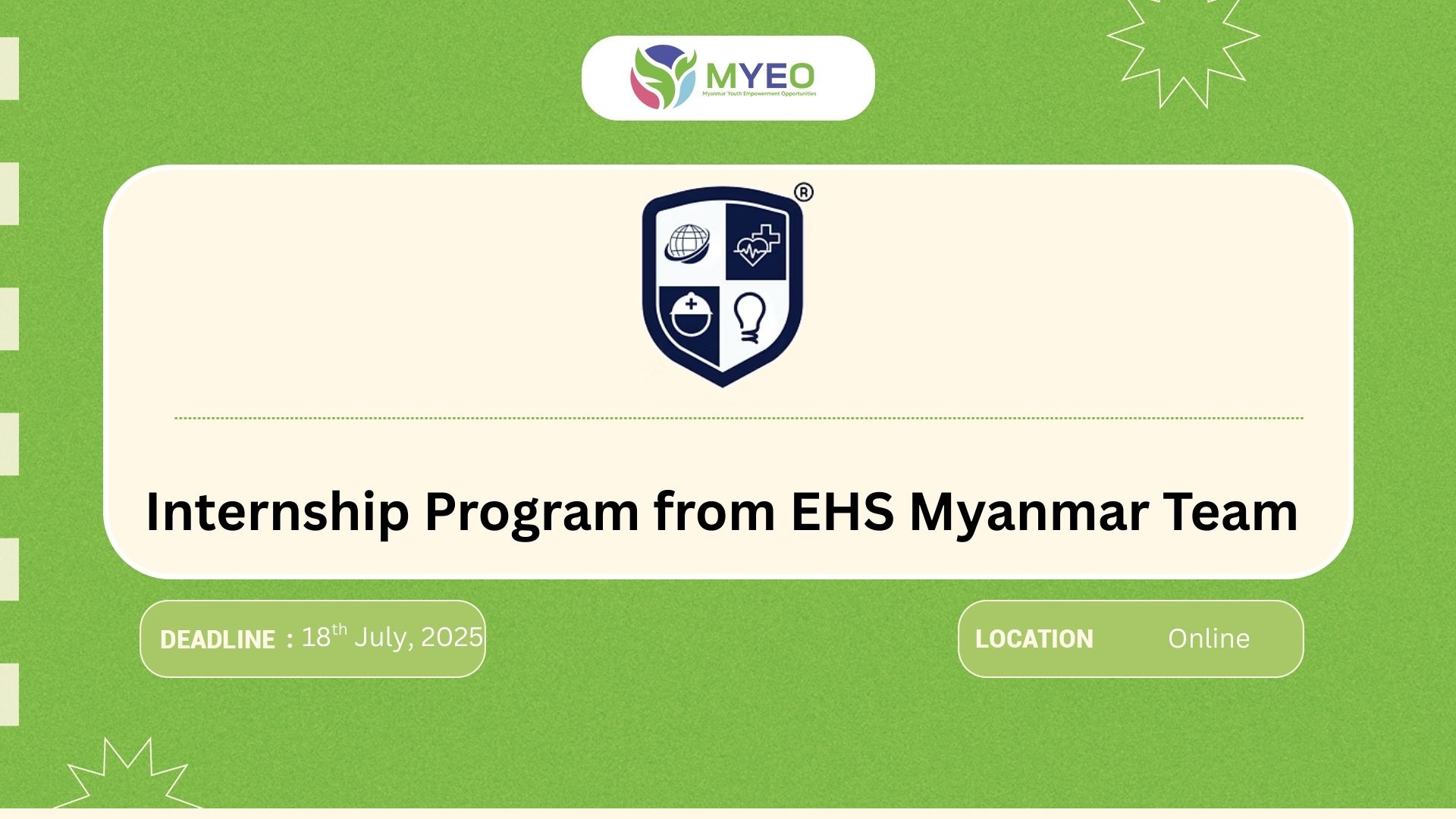 Internship Program from EHS Myanmar Team - MYEO, Myanmar Youth ...