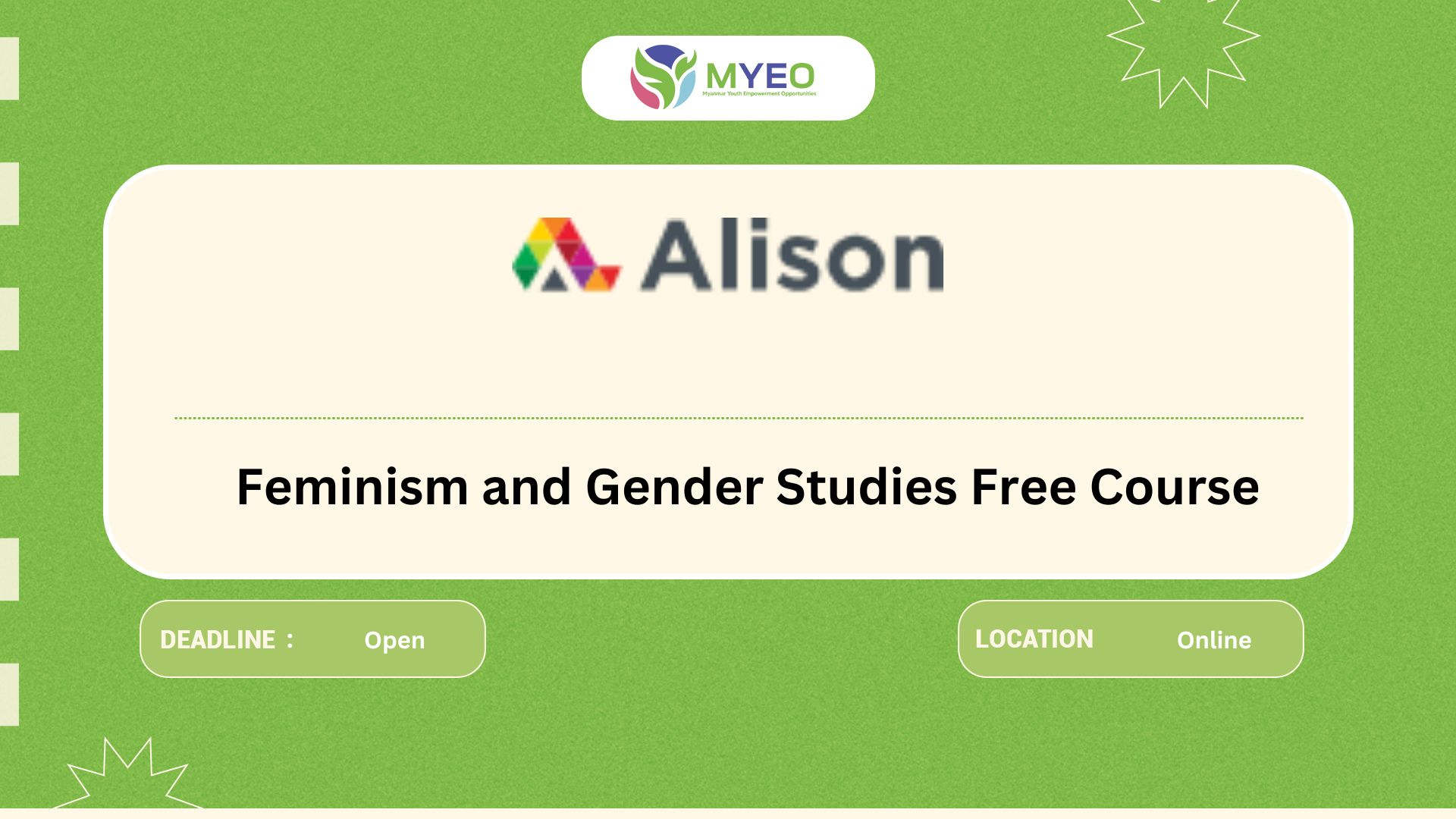 Feminism and Gender Studies Free Course - MYEO, Myanmar Youth ...