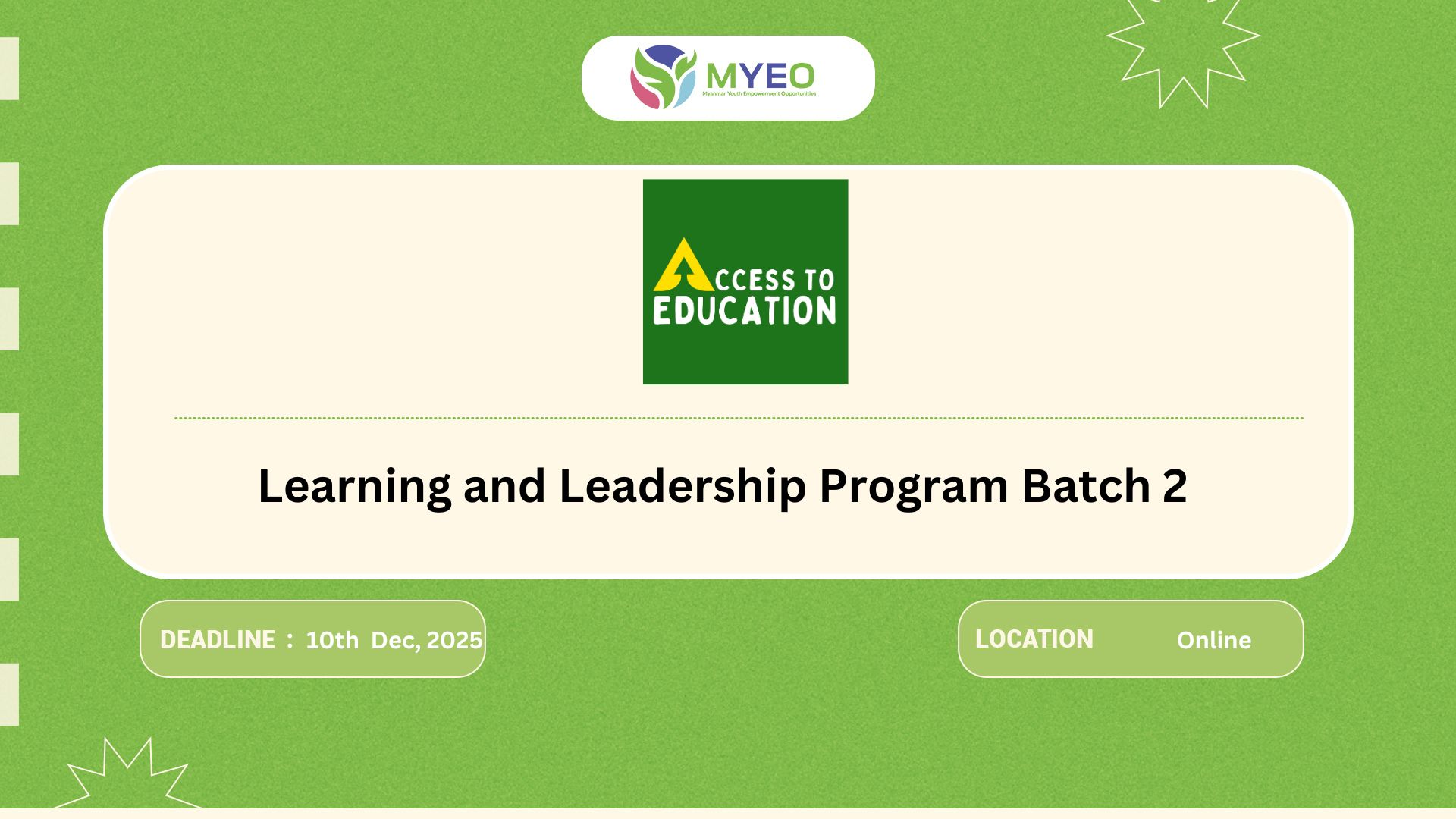 Learning and Leadership Program Batch 2 - MYEO, Myanmar Youth ...