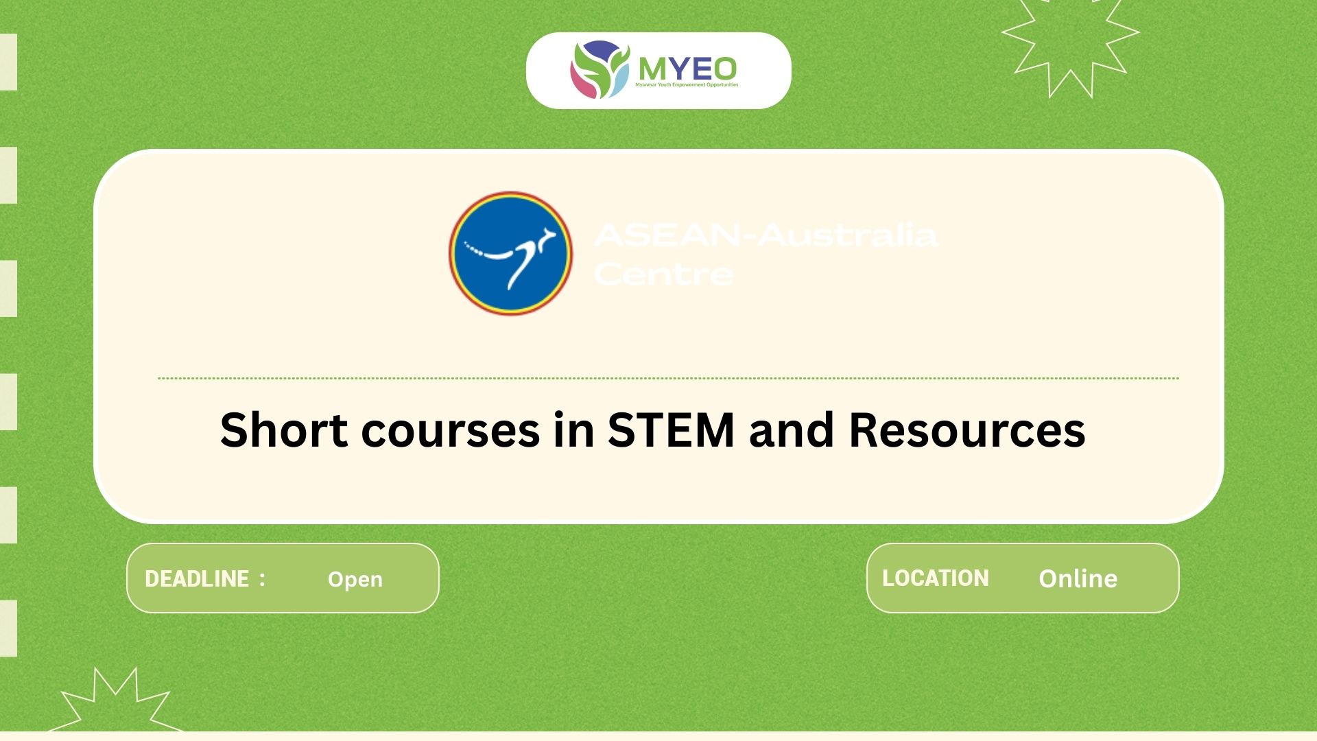 Short courses in STEM and Resources - MYEO, Myanmar Youth Empowerment ...